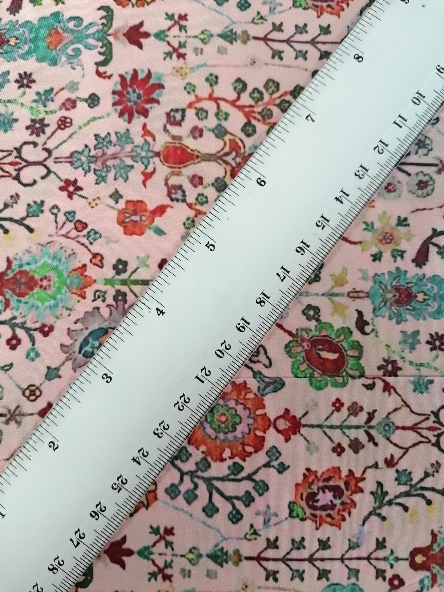 Crepe de Chine - Digital Print - Pink/Orange/Plum/Green - 45" Wide - Sold By the Metre