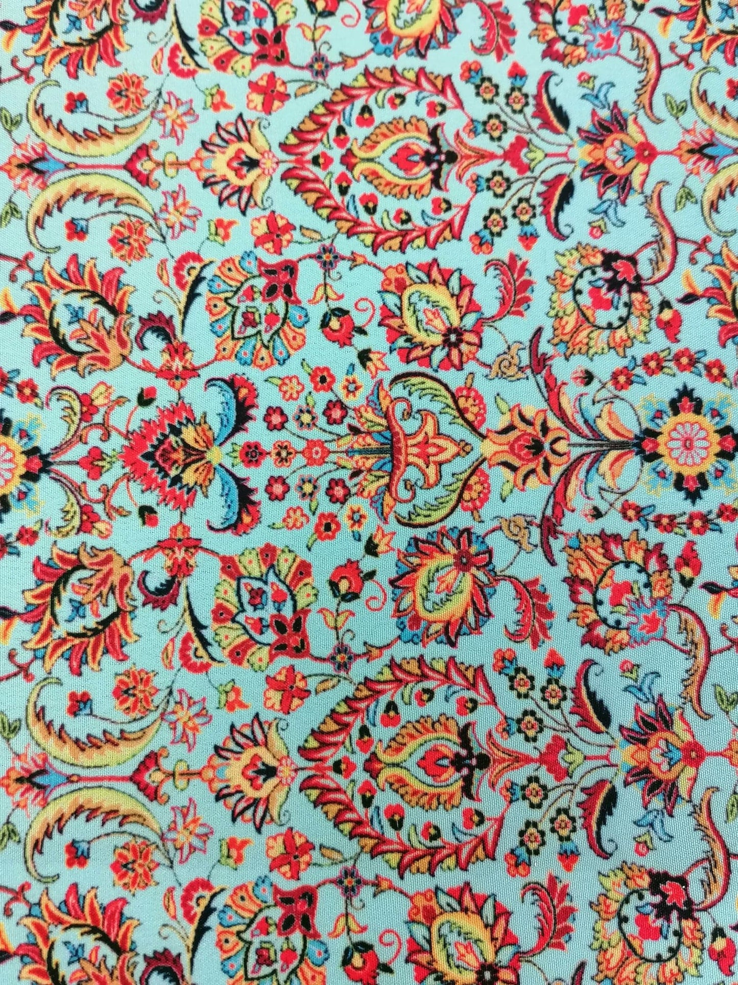 Crepe de Chine - Digital Print - Mint/Yellow/Orange - 45" Wide - Sold By the Metre