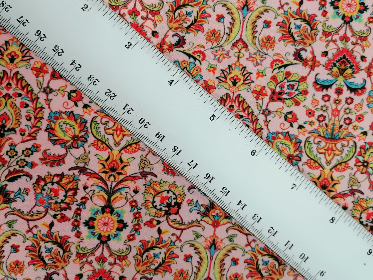 Crepe de Chine - Digital Print - Pink/Orange/Yellow/Blue - 45" Wide - Sold By the Metre