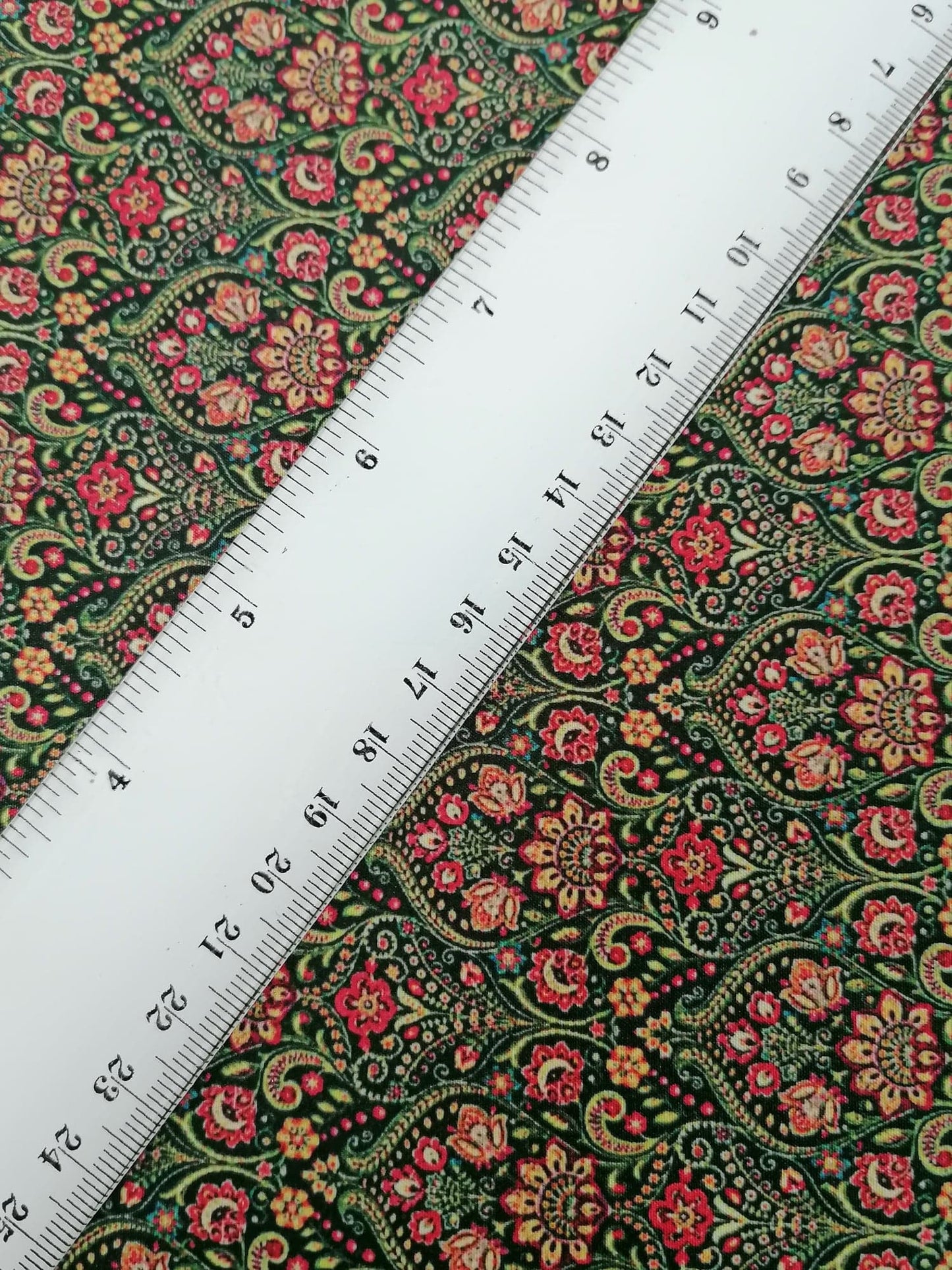 Crepe de Chine - Digital Print - Green/Red/Yellow - 45" Wide - Sold By the Metre