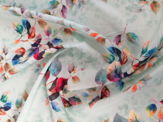 Crepe de Chine - Digital Print - Green/Red/Blue/Orange - 45" Wide - Sold By the Metre