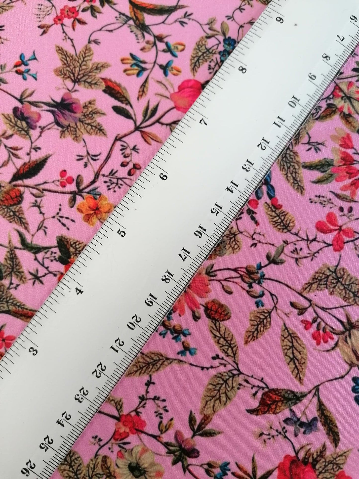 Crepe de Chine - Digital Print - Pink/Orange/Blue/Brown - 45" Wide - Sold By the Metre