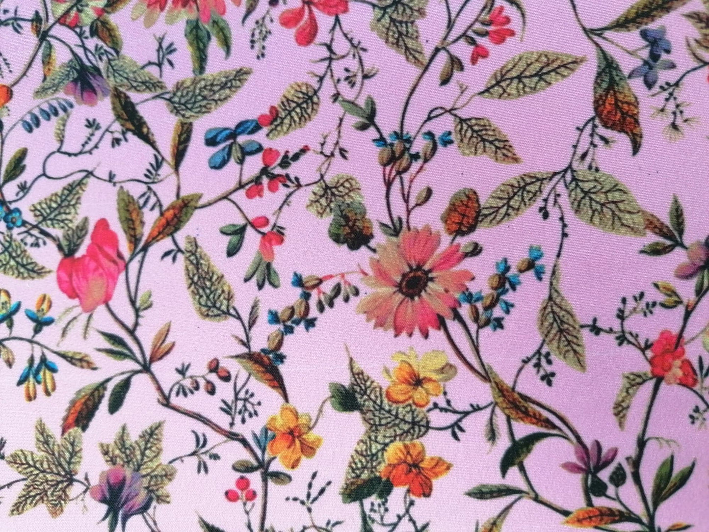 Crepe de Chine - Digital Print - Pink/Orange/Blue/Brown - 45" Wide - Sold By the Metre