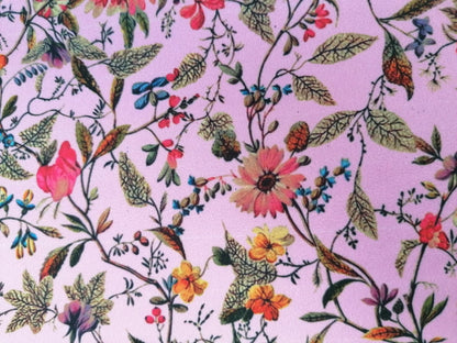 Crepe de Chine - Digital Print - Pink/Orange/Blue/Brown - 45" Wide - Sold By the Metre