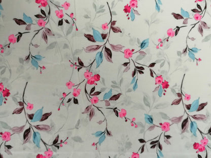 Crepe de Chine - Digital Print - Mint/Blue/Pink - 45" Wide - Sold By the Metre
