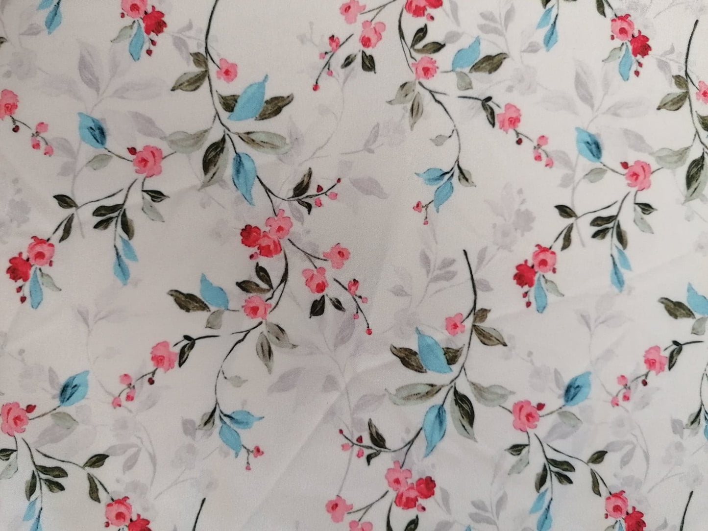 Crepe de Chine - Digital Print - Pink/Blue/Green - 45" Wide - Sold By the Metre