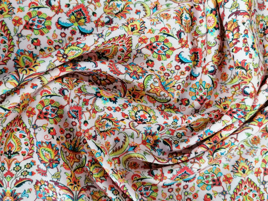 Crepe de Chine - Digital Print - Pink/Orange/Yellow/Blue - 45" Wide - Sold By the Metre