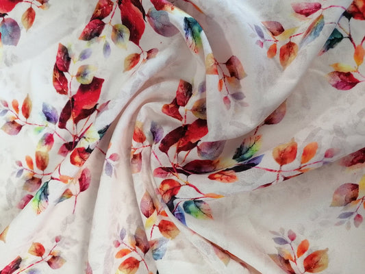 Crepe de Chine - Digital Print - Pink/Red/Lilac/Orange - 45" Wide - Sold By the Metre