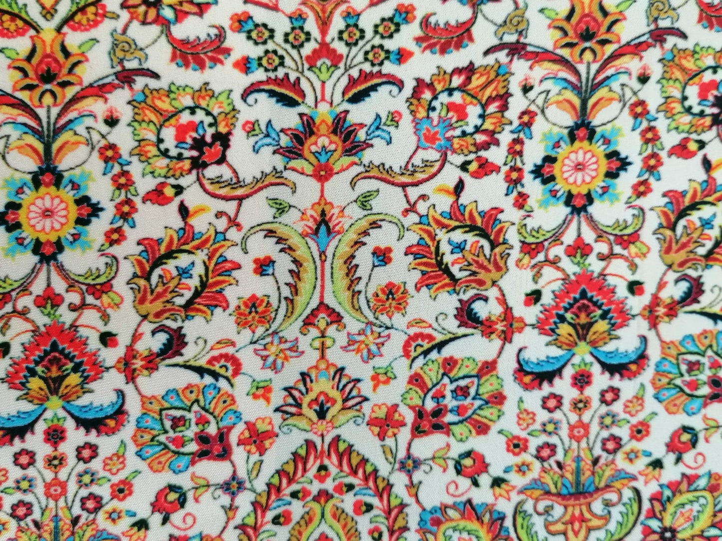Crepe de Chine - Digital Print - Cream/Orange/Yellow/Red/Blue - 45" Wide - Sold By the Metre