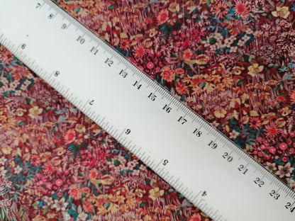 Crepe de Chine - Digital Print - Wine/Pink/Yellow - 45" Wide - Sold By the Metre