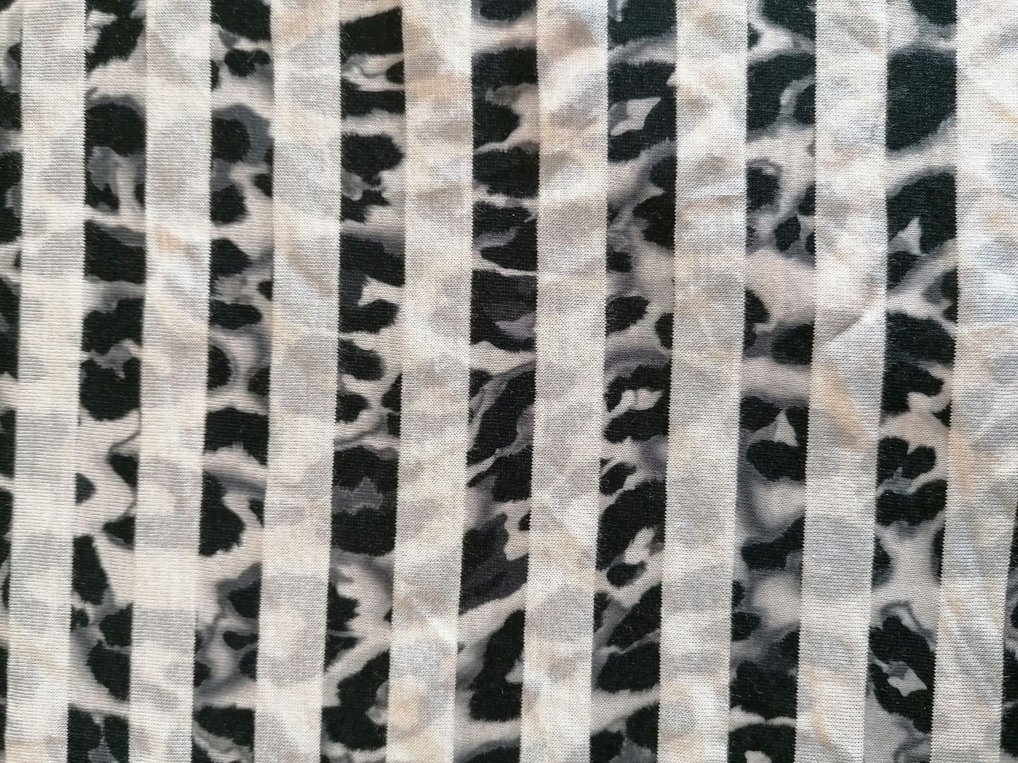 Poly Lycra - Animal Stripe - Grey/Black/Cream - 58" Wide - Sold By the Metre