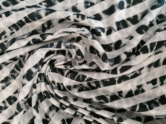 Poly Lycra - Animal Stripe - Grey/Black/Cream - 58" Wide - Sold By the Metre