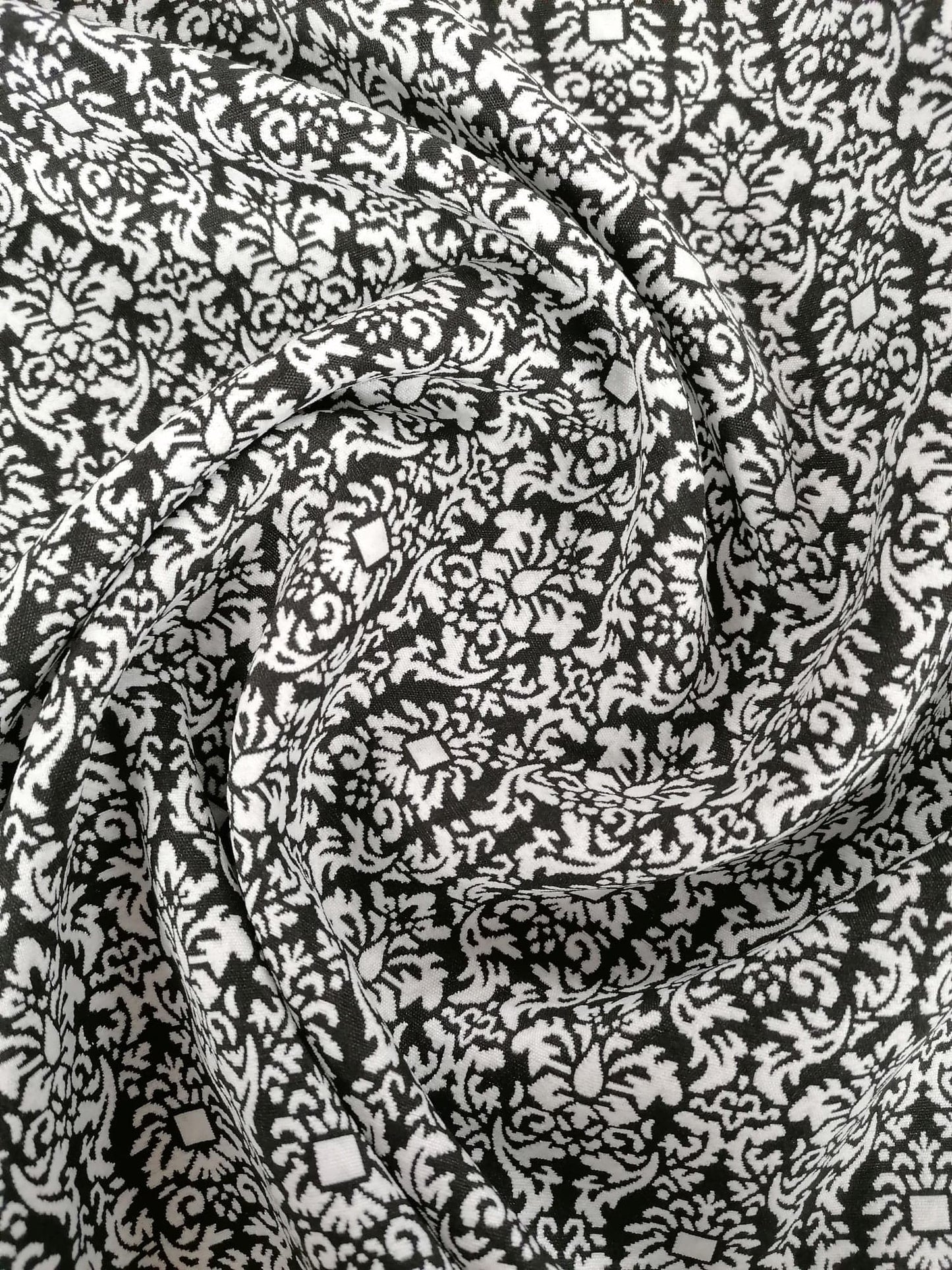 Polyester Jacquard - Black/White - 58" Wide - Sold By the Metre