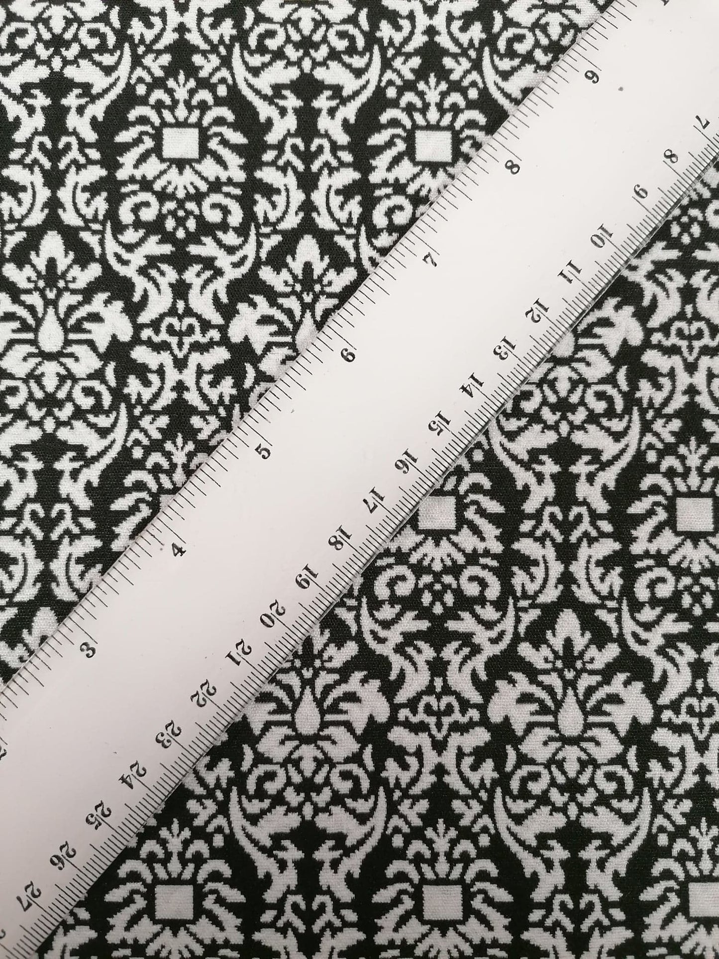 Polyester Jacquard - Black/White - 58" Wide - Sold By the Metre