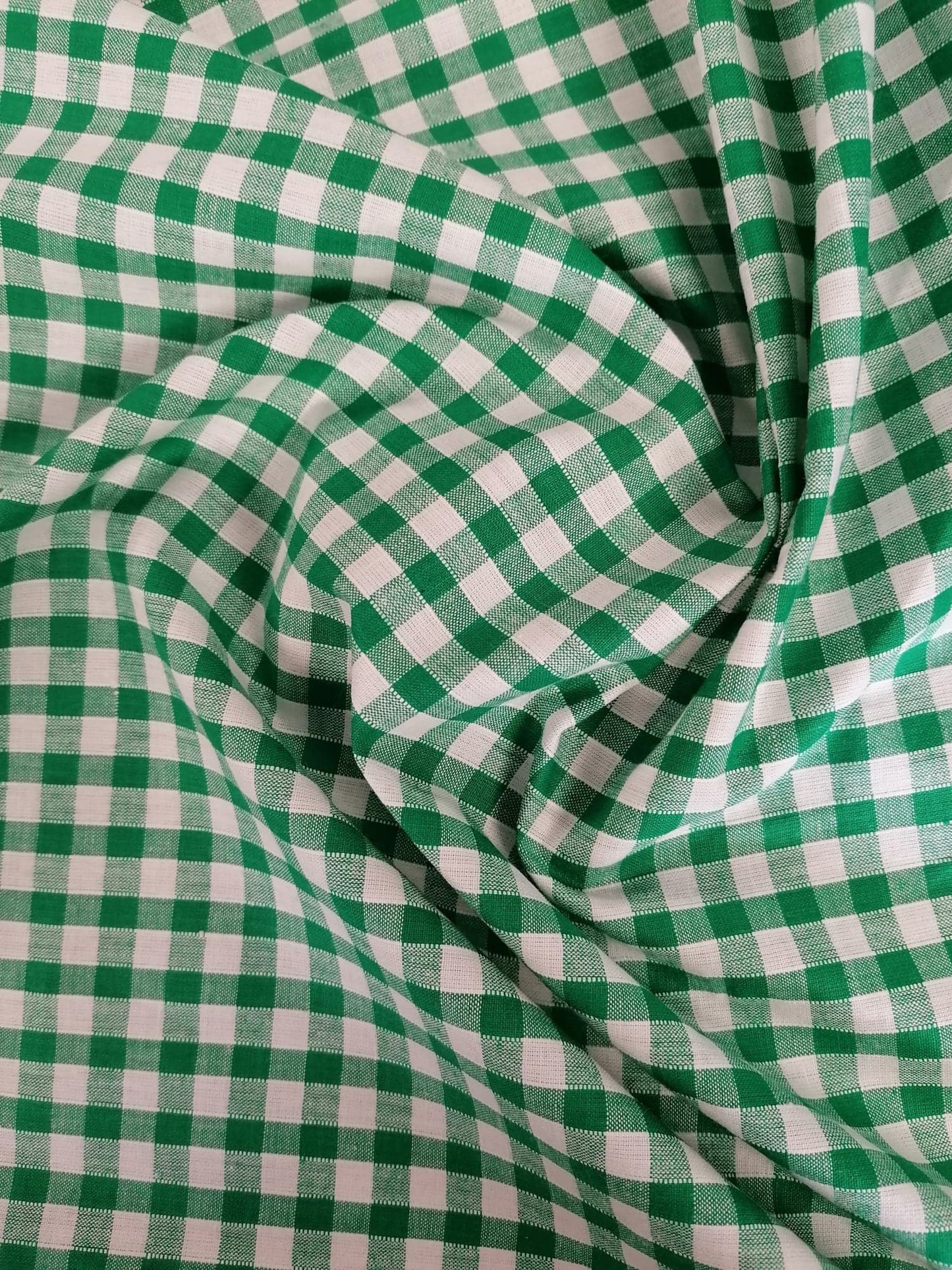 100% Cotton - Gingham - Green/White - 36" Wide - Sold By the Metre