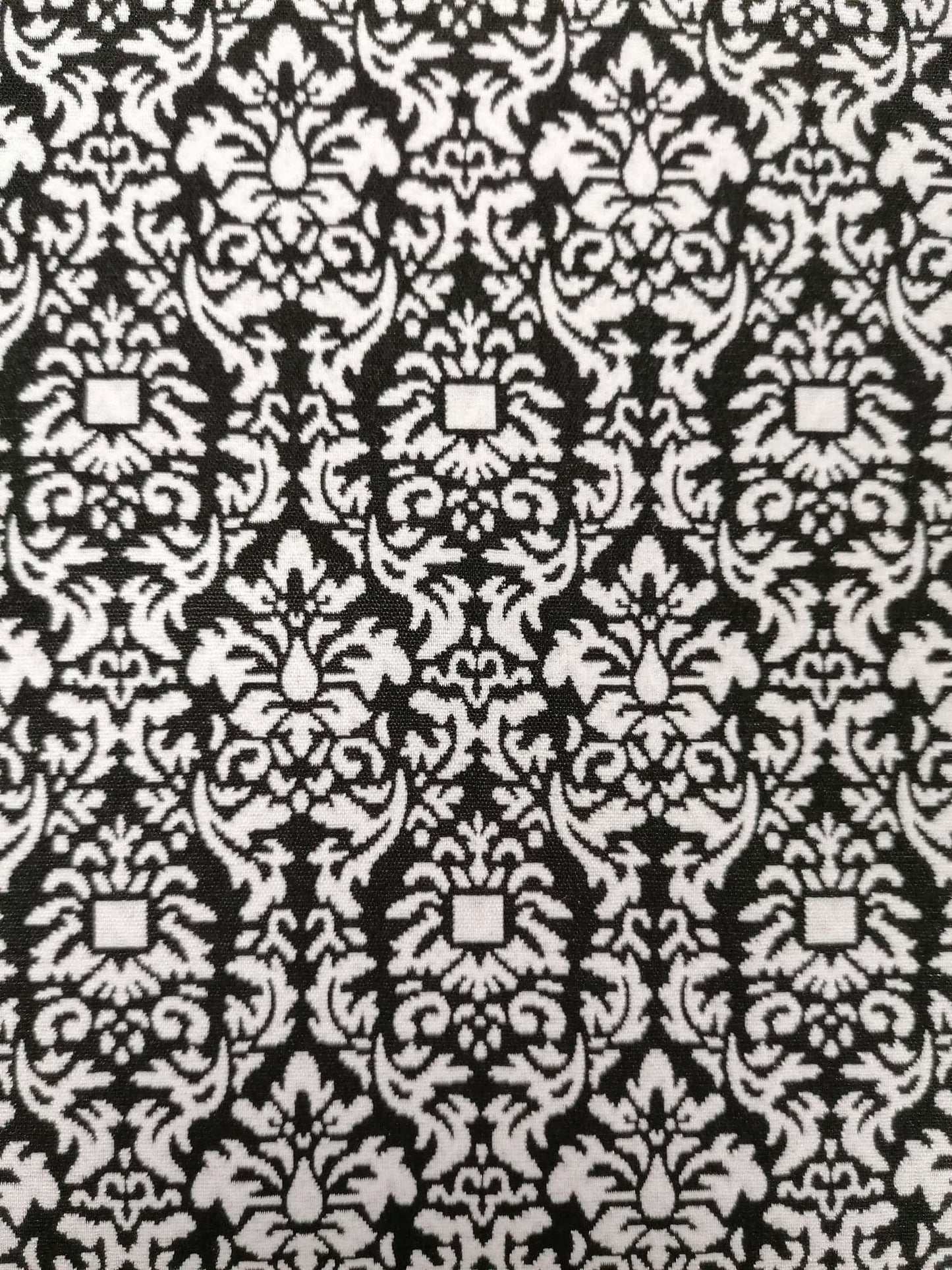 Polyester Jacquard - Black/White - 58" Wide - Sold By the Metre