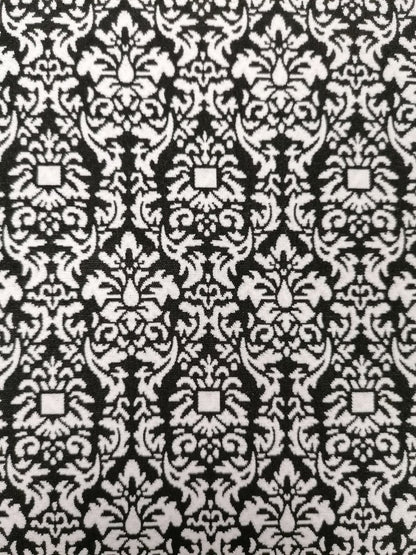 Polyester Jacquard - Black/White - 58" Wide - Sold By the Metre