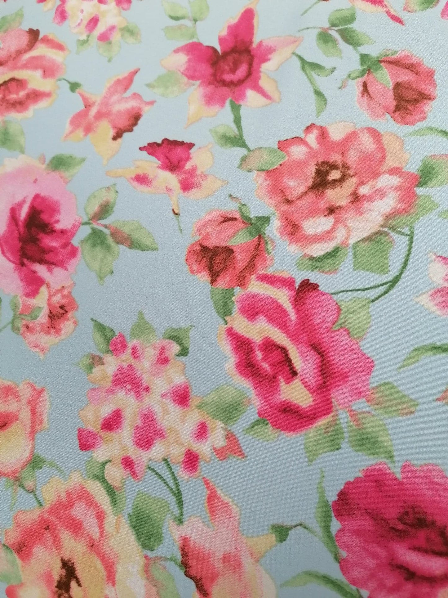 Polyester Soft Skin - Floral - Blue/Pink/Peach/Green - 58" Wide - Sold By the Metre