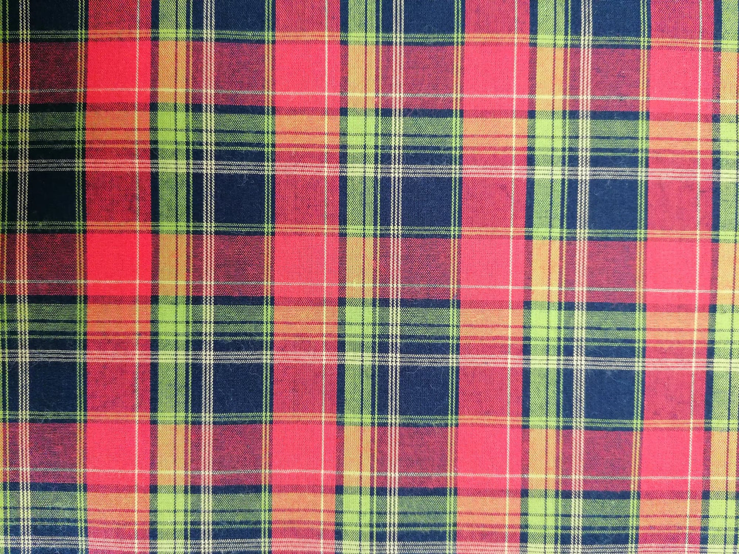 Cotton Woven Check - Red/Green/Yellow/Black - 56" Wide - Sold By the Metre