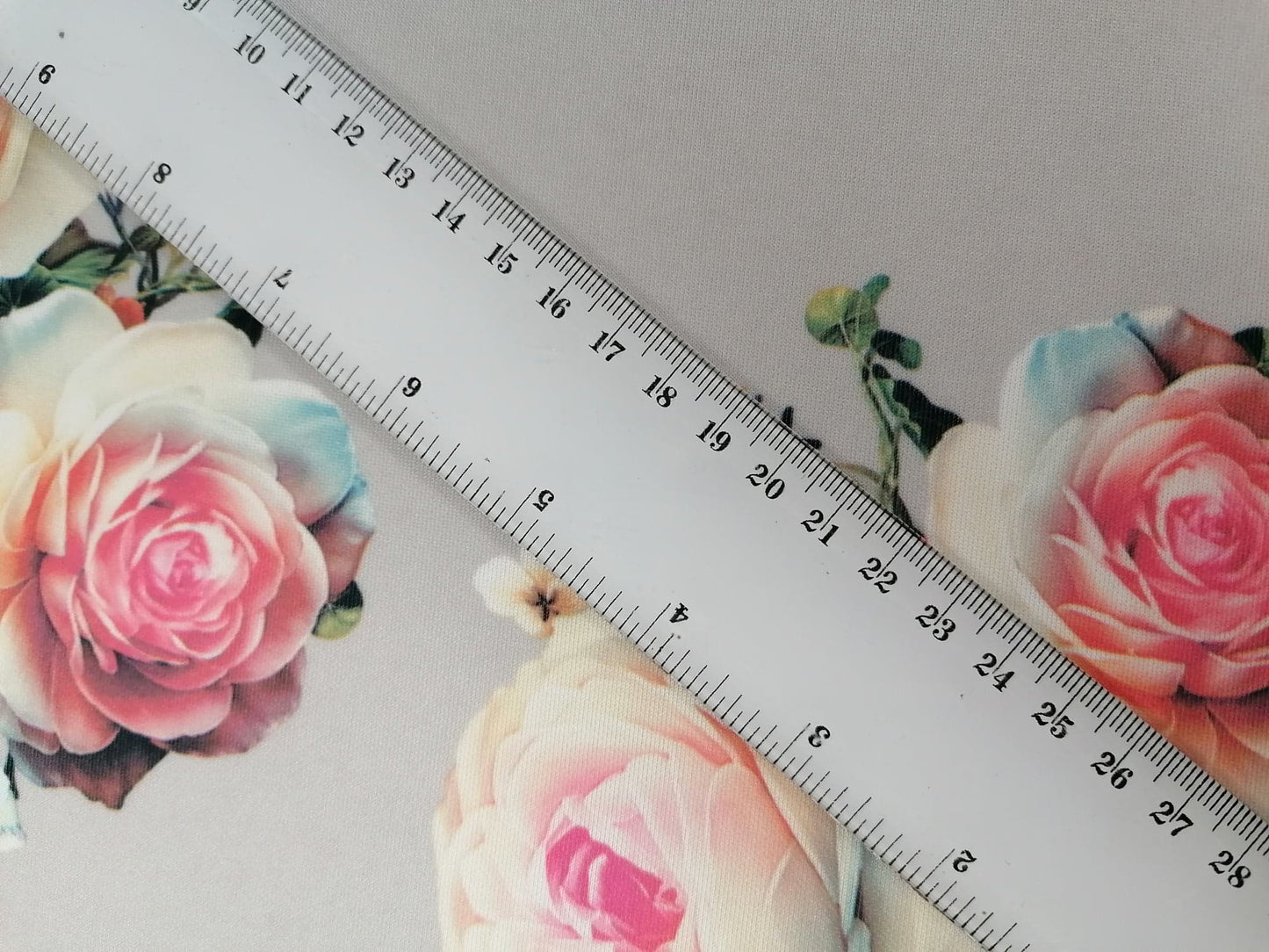 Special Offer - Scuba - Floral - Grey/Pink/Cream/Blue - 61" Wide - Sold By the Metre