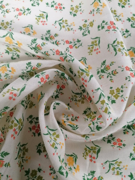 Vintage Cotton - Cream/Yellow/Green - 32" Wide - Sold By the Metre