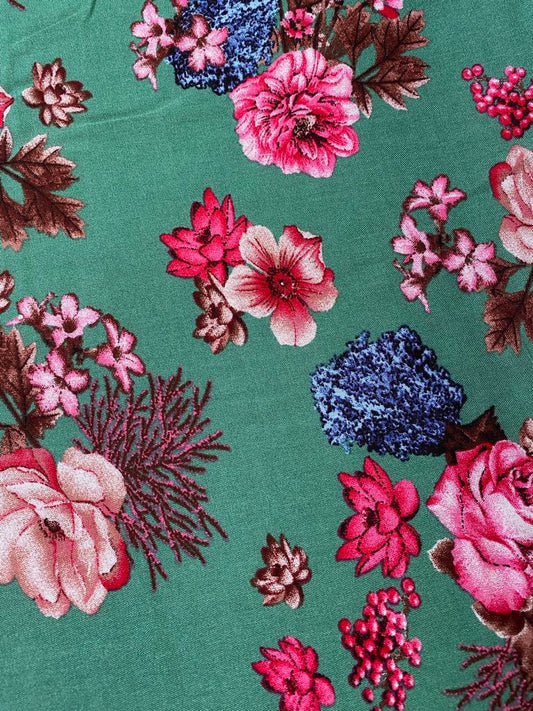Viscose - Green/Pink/Blue/Brown - 57" Wide - Sold By The Metre