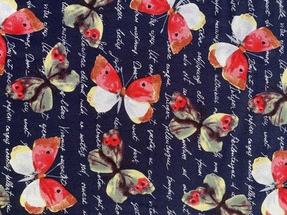 Viscose - Navy/Pink/Yellow/White - 57"Wide - Sold By The Metre
