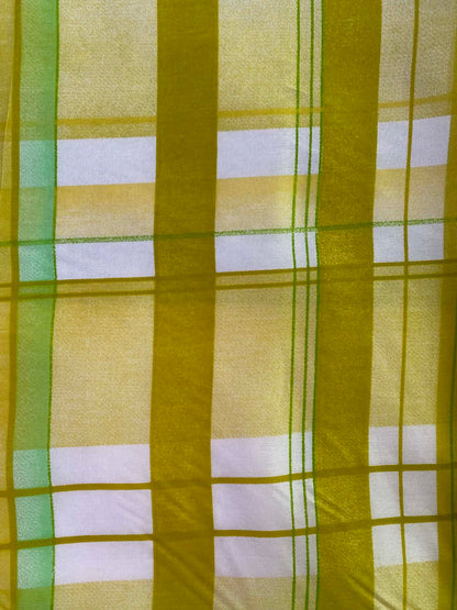 Olive & Lime Plaid Spanish Silk Fabric – 54" Wide (£3.99/m)