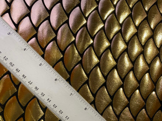 Fish Scale 92% Polyester 8% Elastane - Gold - 58"Wide - Sold By The Metre