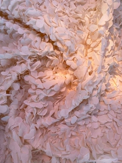 3D Sculpted Floral Petal Lace Fabric - Limited Edition Couture Mesh - Cream Rosette Textured Bridal Material - £9.99/m