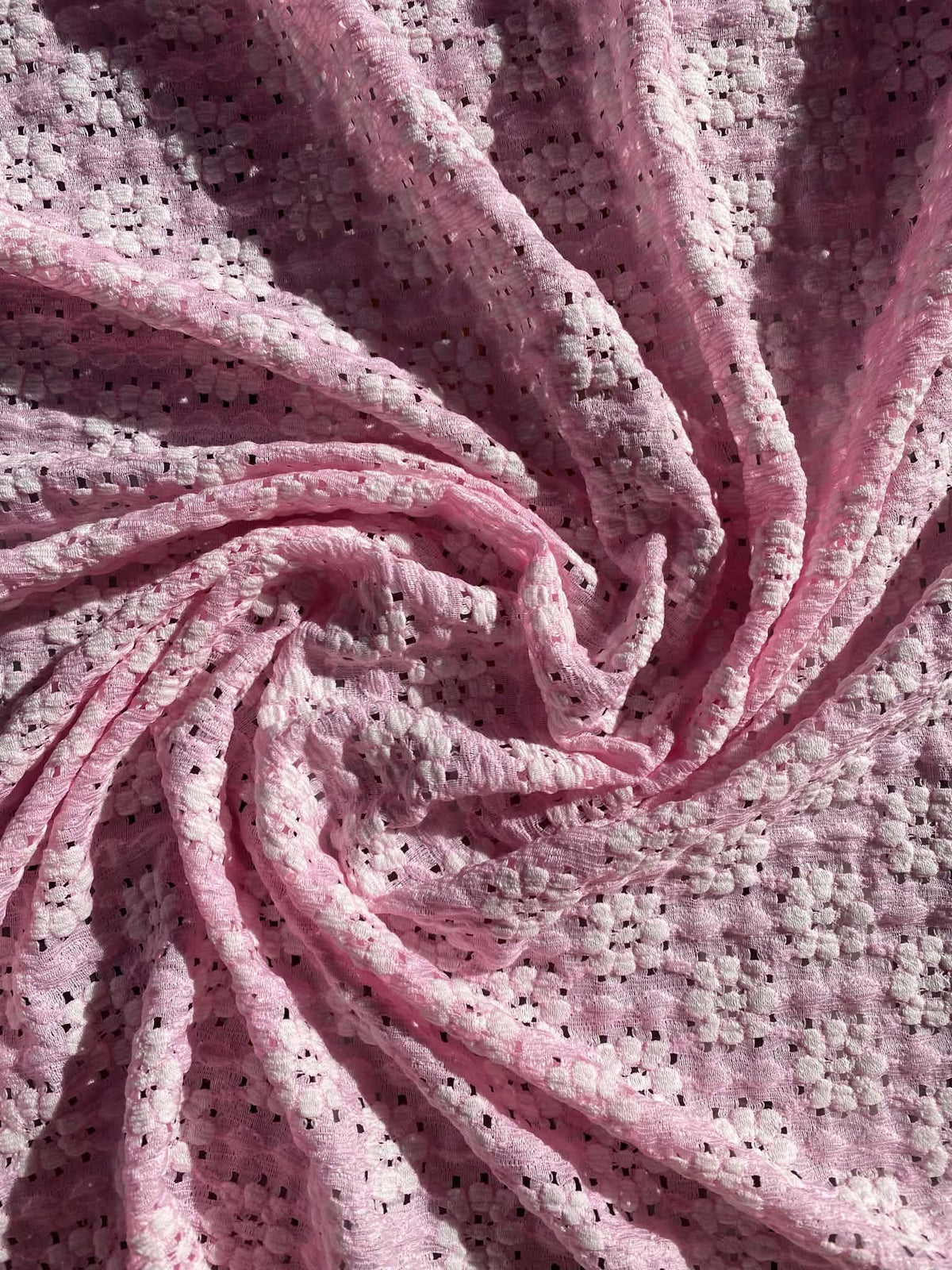 50% Nylon 45% Cotton 5% Spandex - Pink/White - Clover Designs - 52" Wide