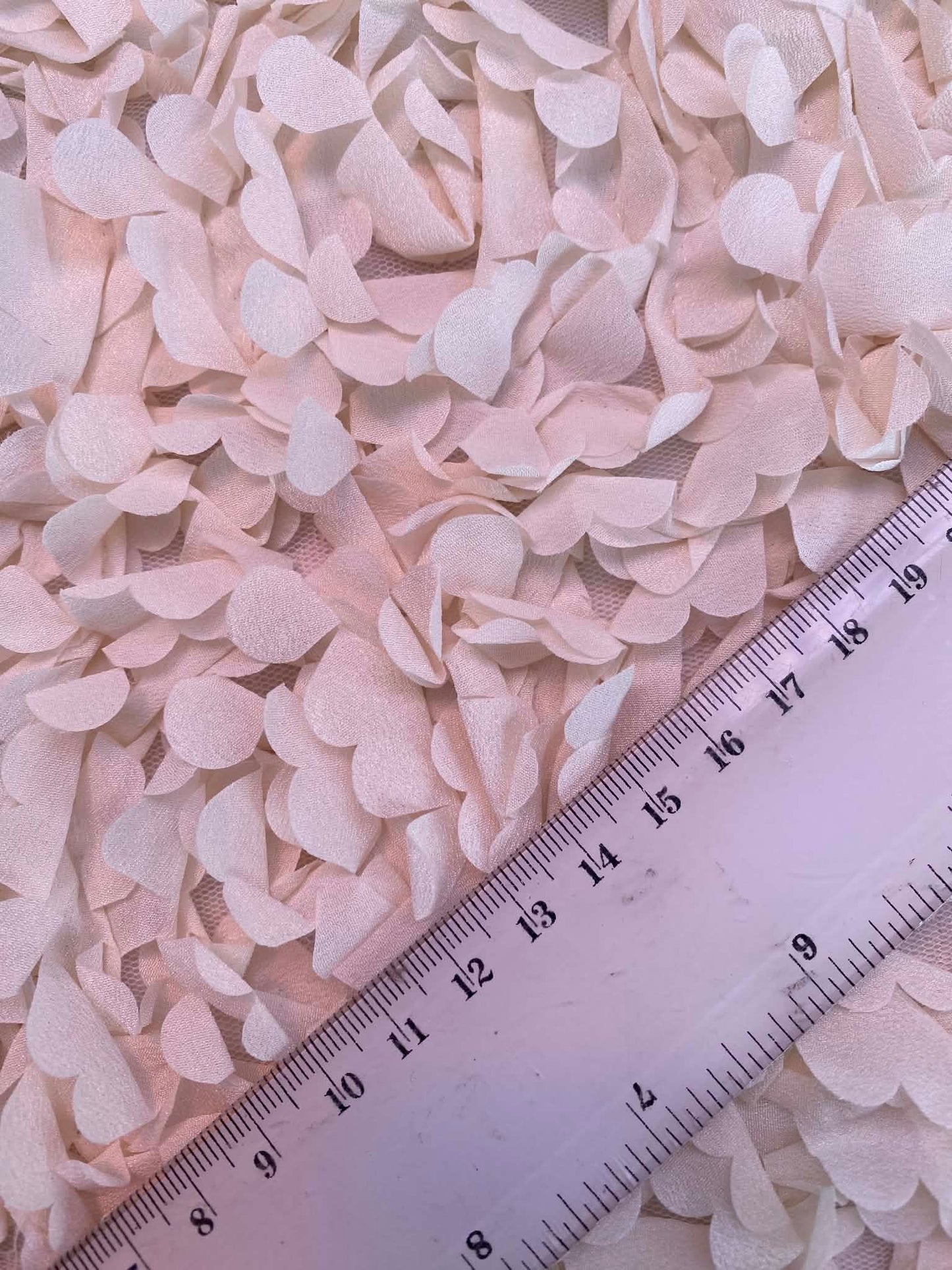 3D Sculpted Floral Petal Lace Fabric - Limited Edition Couture Mesh - Cream Rosette Textured Bridal Material - £9.99/m