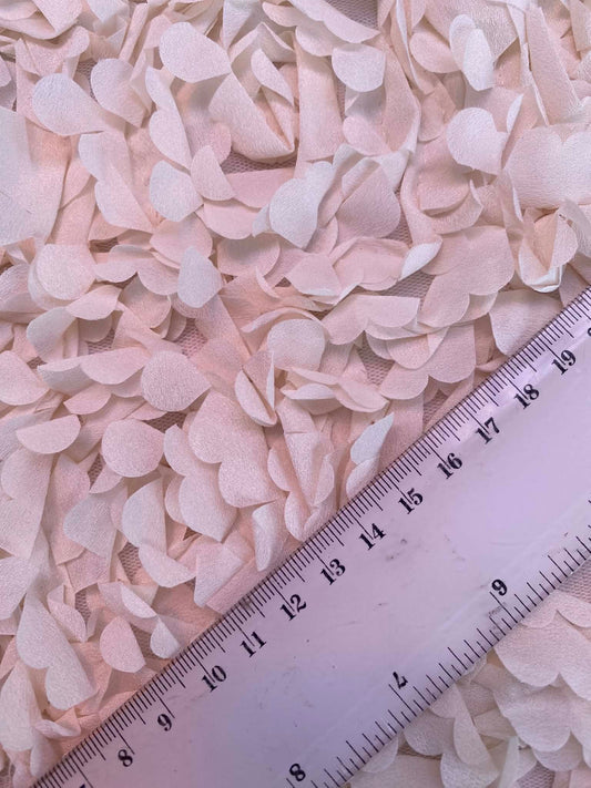 3D Sculpted Floral Petal Lace Fabric - Limited Edition Couture Mesh - Cream Rosette Textured Bridal Material - £9.99/m