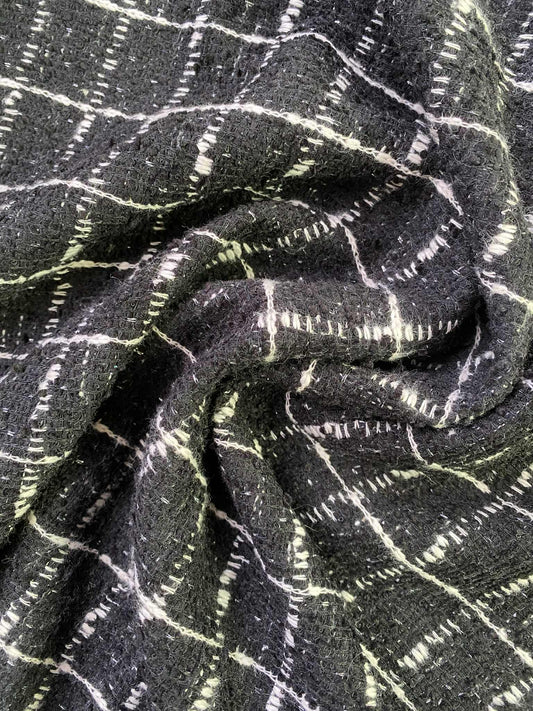 Tweed Check Knit - Black/Ivory/Silver - 69"Wide - Sold By The Metre