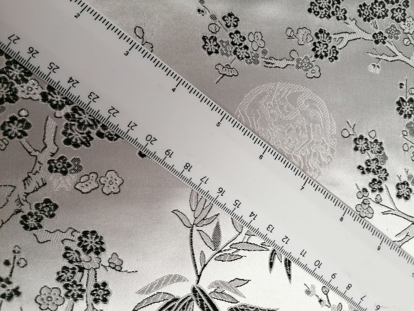 Chinese Brocade - Silver/Black/Grey - 46" Wide - Sold By the Metre