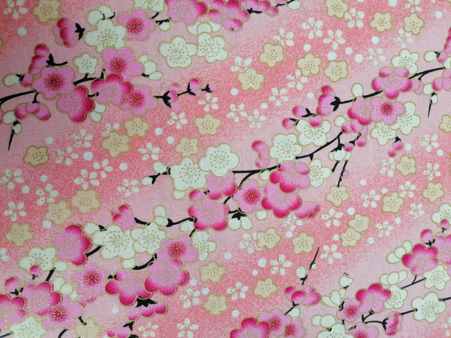 100% Cotton - Japanese Foil - Pink/Peach/Gold - 58" Wide - Sold By the Metre