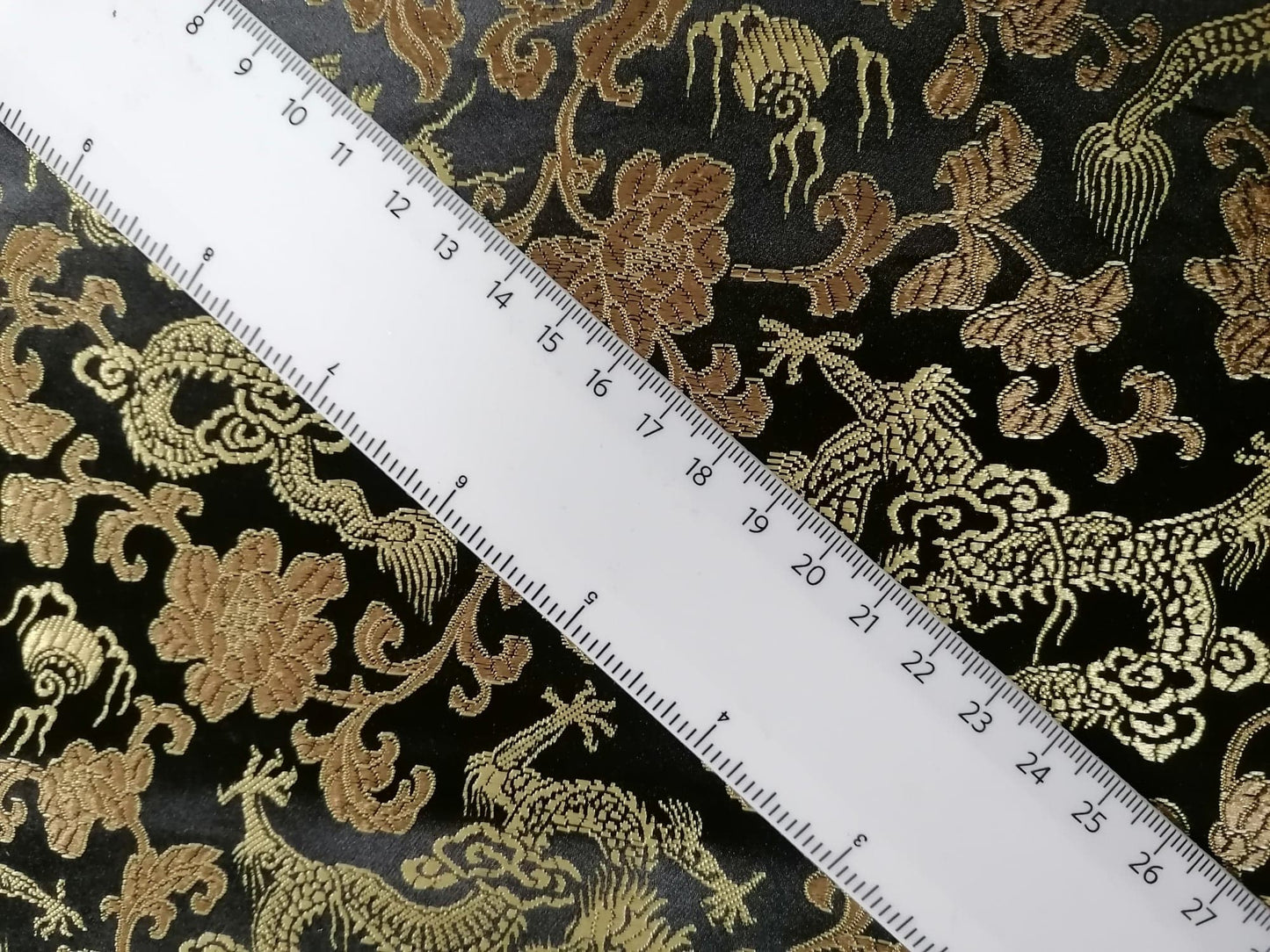 Chinese Brocade - Black/Gold - 46" Wide - Sold By the Metre