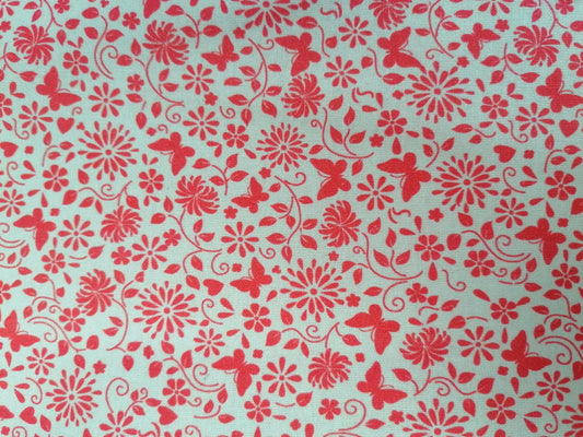 100% Cotton - Crafting & Quilting - Butterflies - White/Pink - 44" Wide - Sold By the Metre