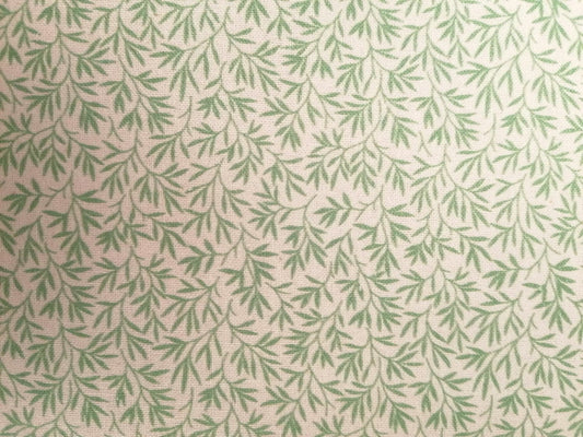 100% Cotton - Crafting & Quilting - Cream/Green - 44" Wide - Sold By the Metre