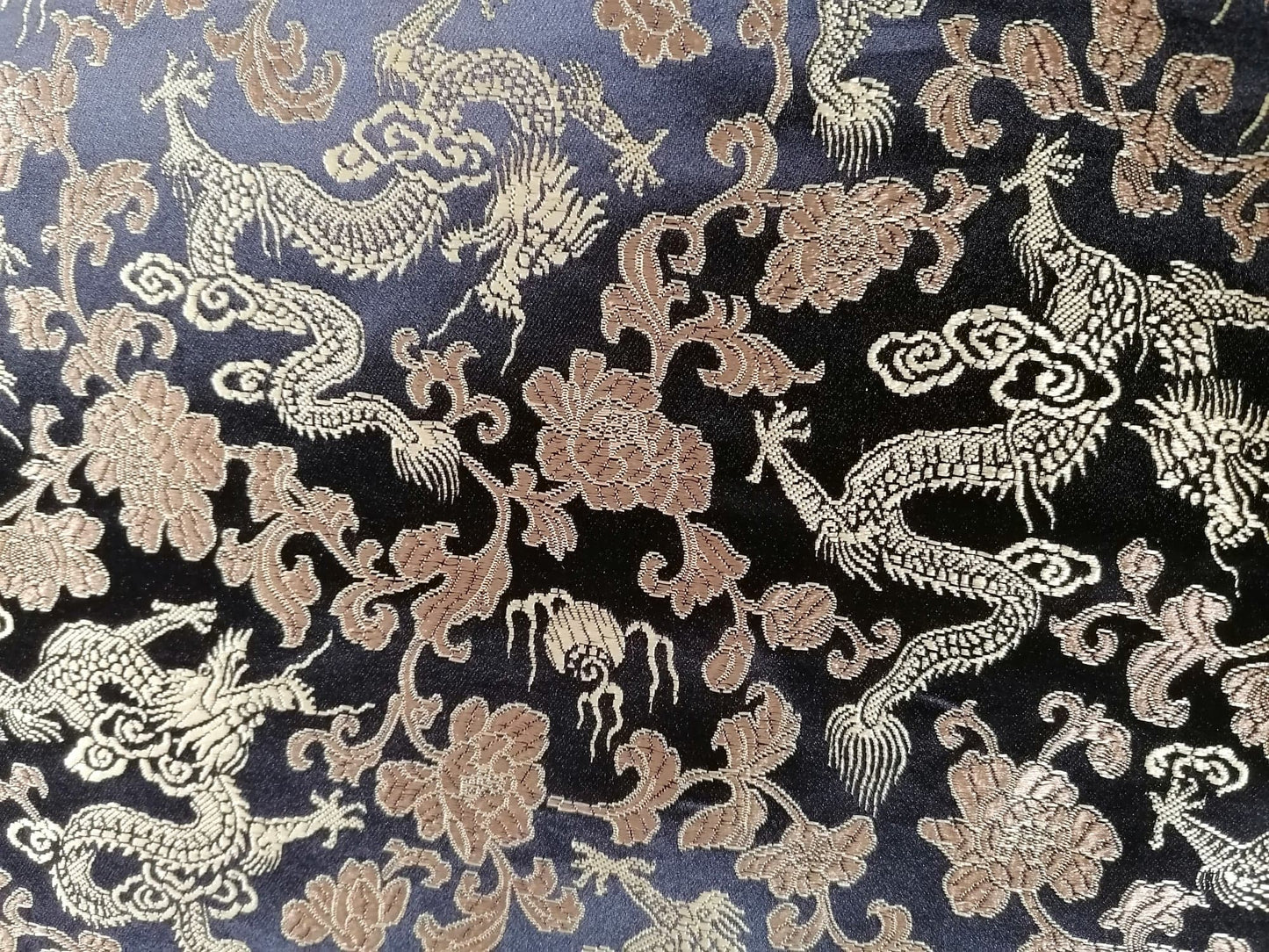 Chinese Brocade - Black/Gold - 46" Wide - Sold By the Metre