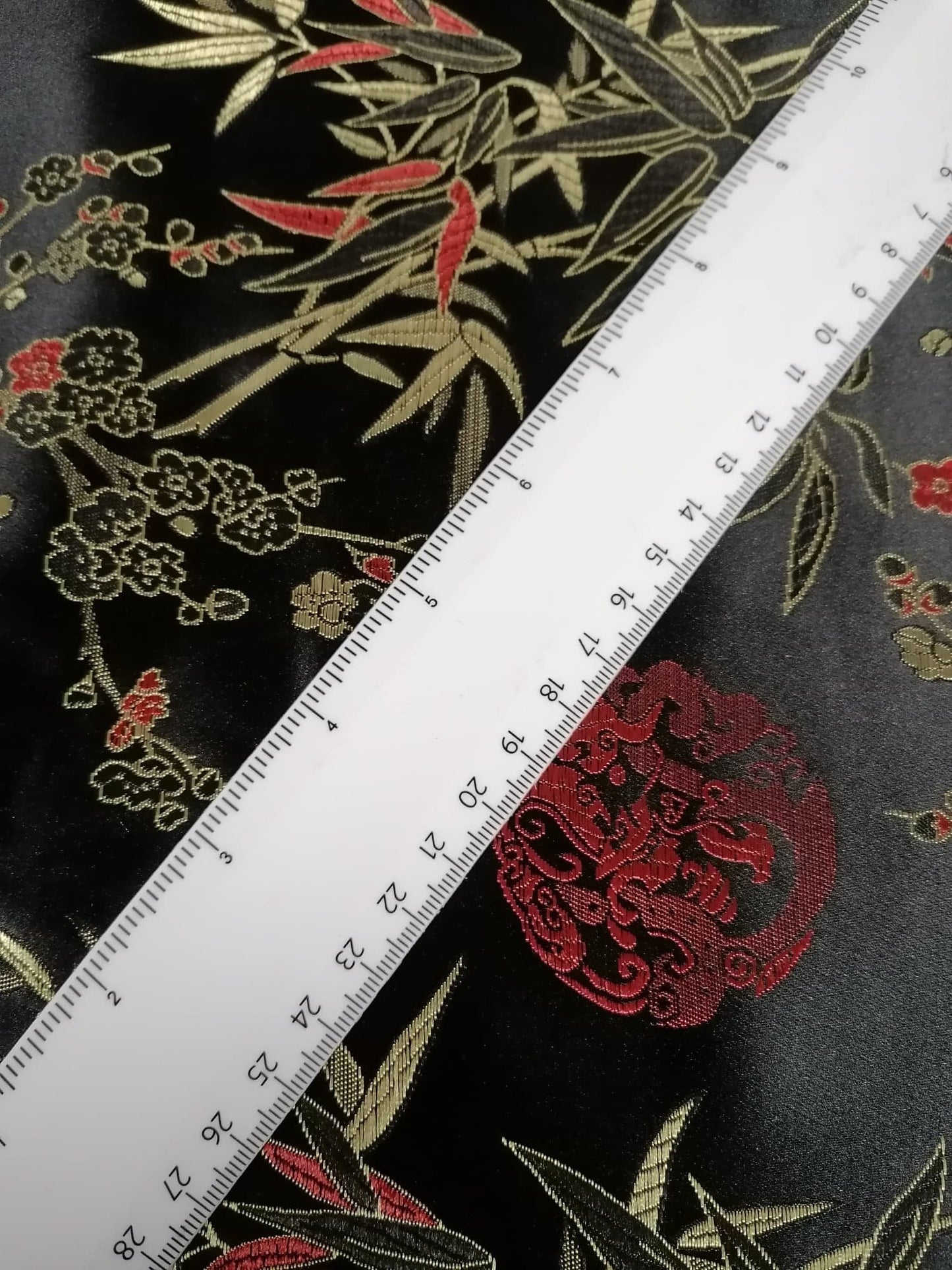 Chinese Brocade - Black/Red/Gold - 46" Wide - Sold By the Metre