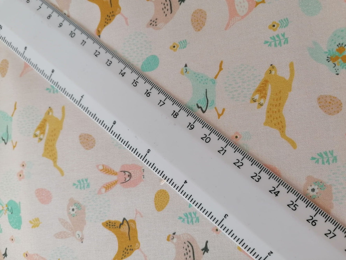 100% Cotton - Crafting & Quilting - White/Pink/Turquoise/Mustard - 44" Wide - Sold By the Metre