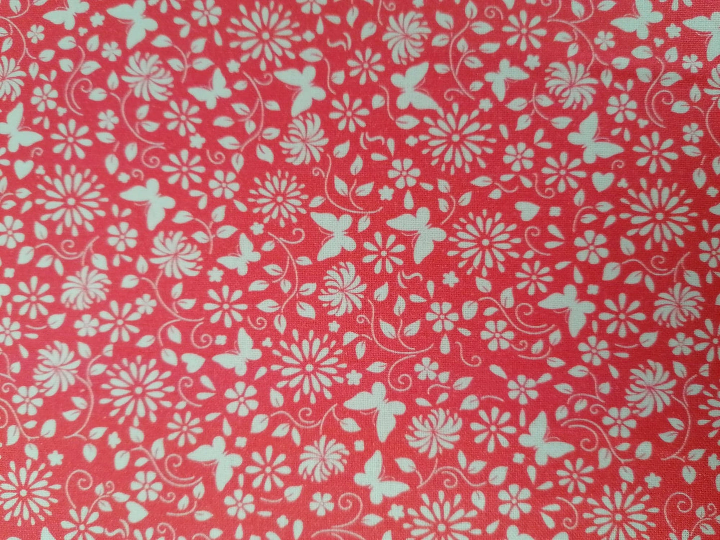 100% Cotton - Crafting & Quilting - Butterflies - Pink/White - 44" Wide - Sold By the Metre