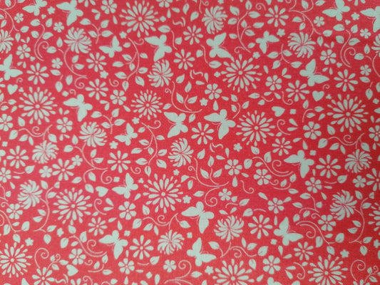 100% Cotton - Crafting & Quilting - Butterflies - Pink/White - 44" Wide - Sold By the Metre