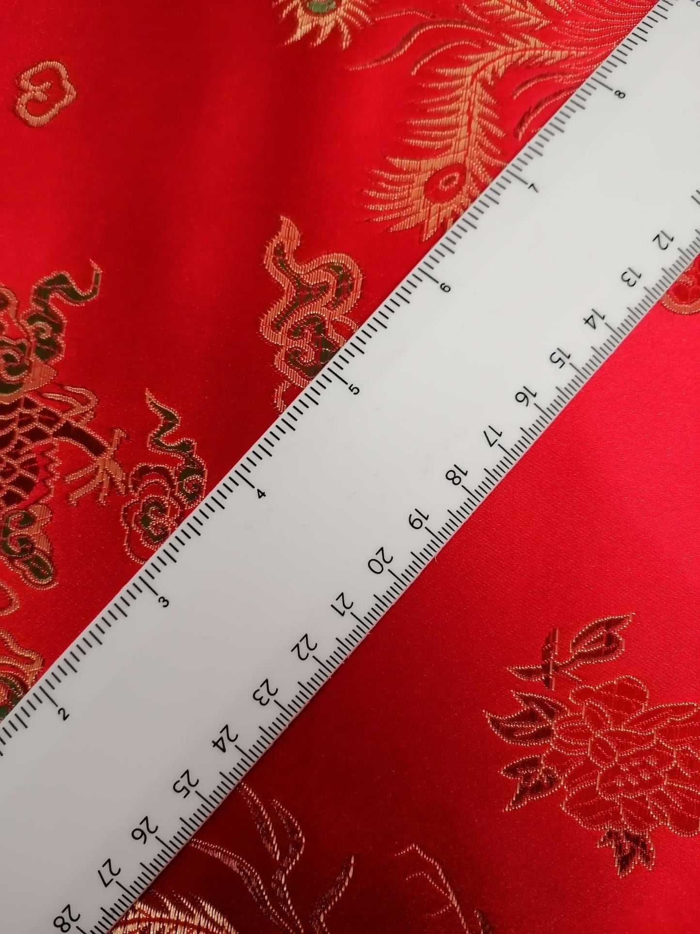 Chinese Brocade - Red/Blue/Gold - 46" Wide - Sold By the Metre