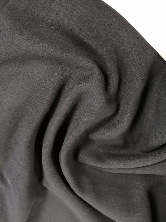 Cotton Linen - Black - 51" Wide - Sold By the Metre