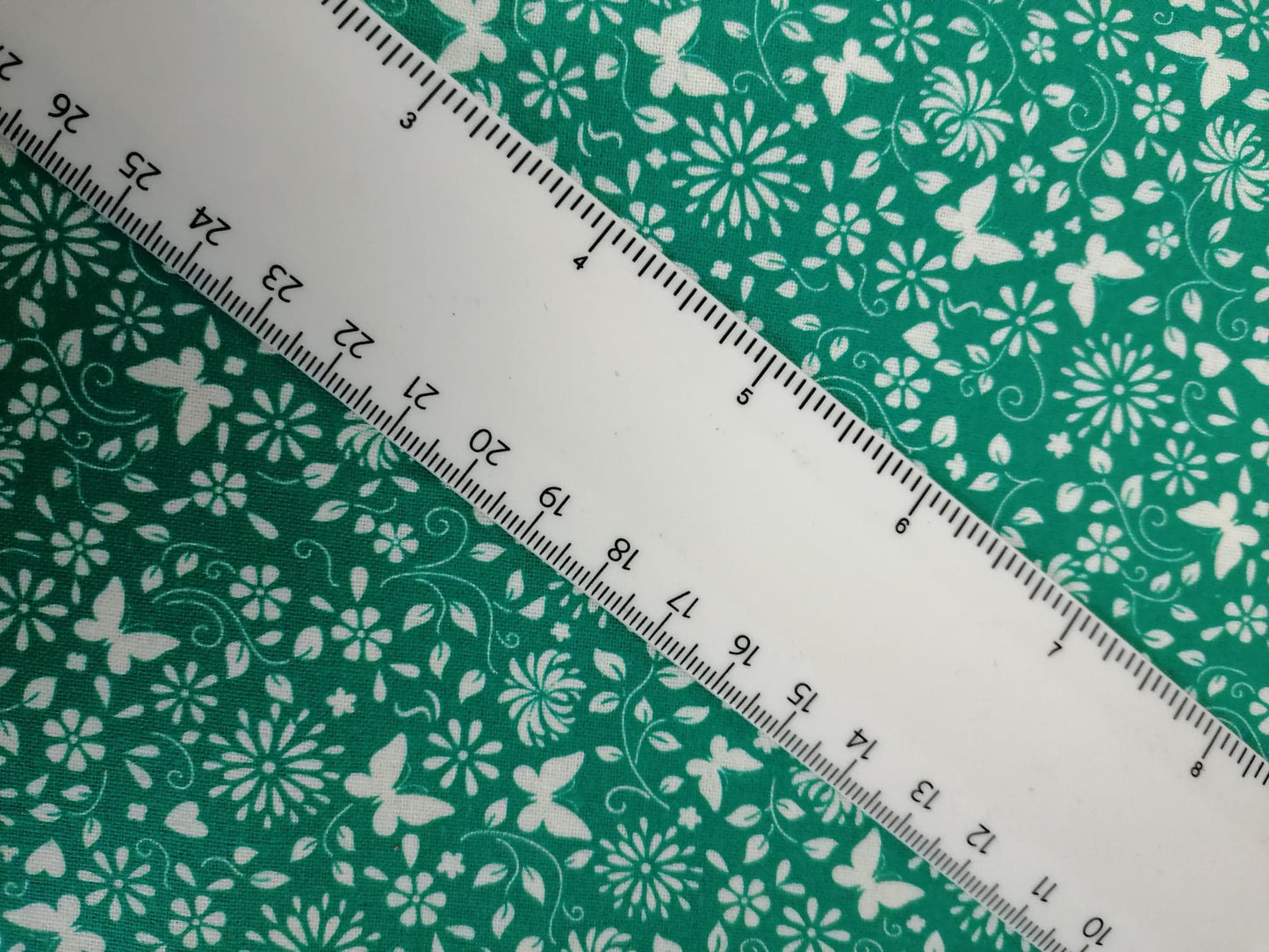 100% Cotton - Crafting & Quilting - Butterflies - Green/White - 44" Wide - Sold By the Metre