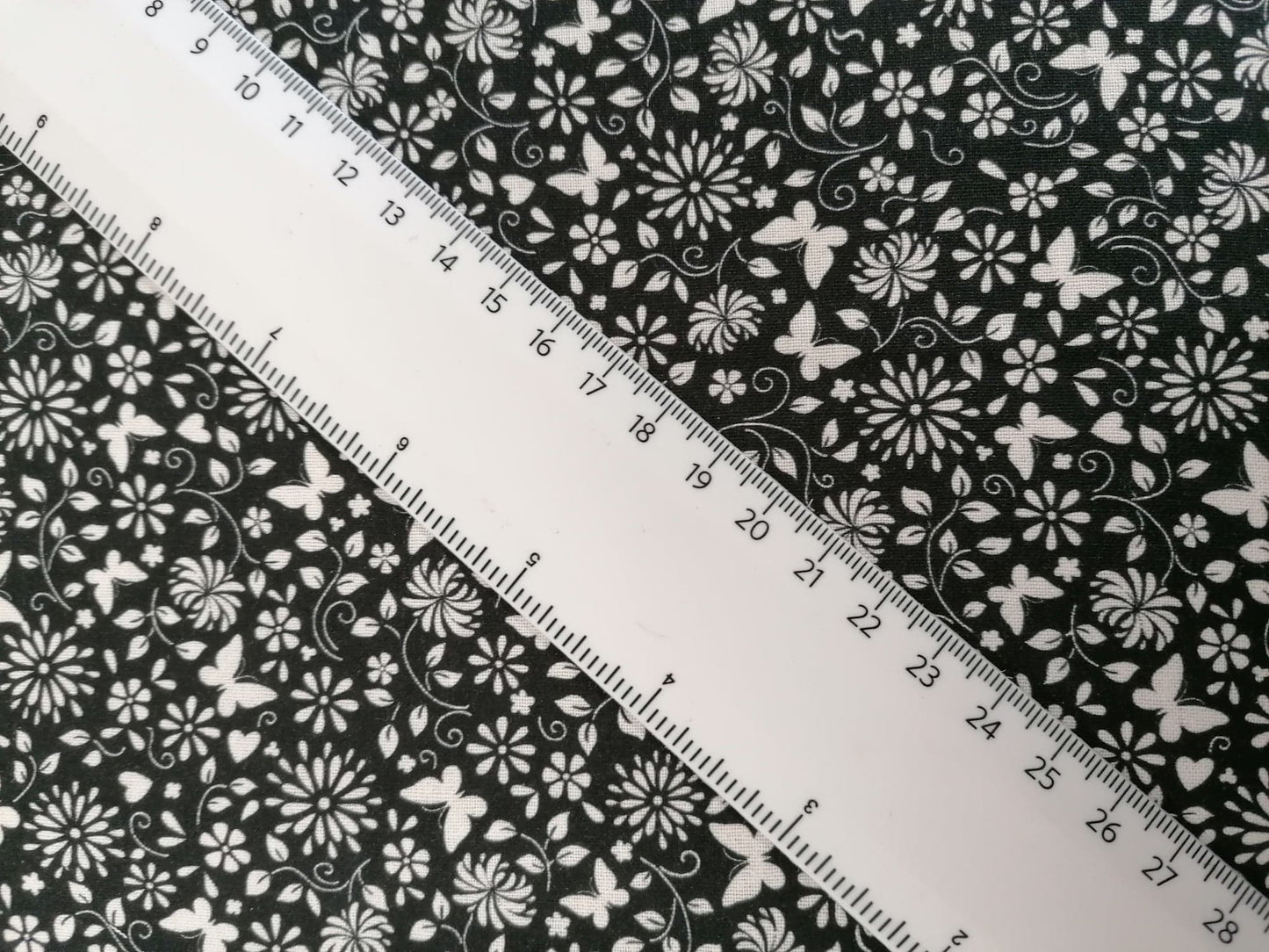 100% Cotton - Crafting & Quilting - Butterflies - Black/White - 44" Wide - Sold By the Metre