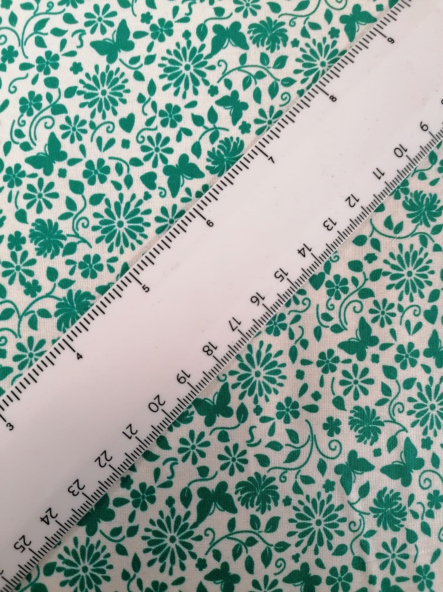 100% Cotton - Crafting & Quilting - Butterflies - White/Green - 44" Wide - Sold By the Metre