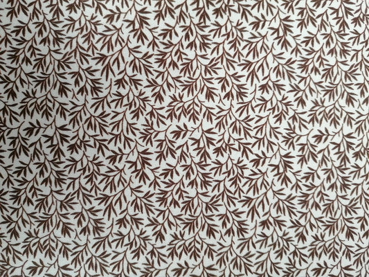 100% Cotton - Crafting & Quilting - Cream/Brown - 44" Wide - Sold By the Metre